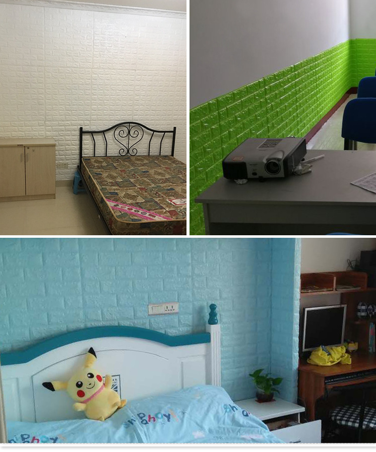 Foam Brick Pattern 3D Stereo Wall Self-Adhesive Sticker Wallpaper Bedroom Background Wall Wallpaper Stickers Children's Room Kitchen Greaseproof Stickers