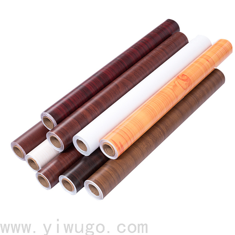 Thickened Wood Grain Sticker Self-Adhesive Wallpaper Waterproof PVC Boeing Film Wardrobe Desktop Furniture Renovation Wallpaper