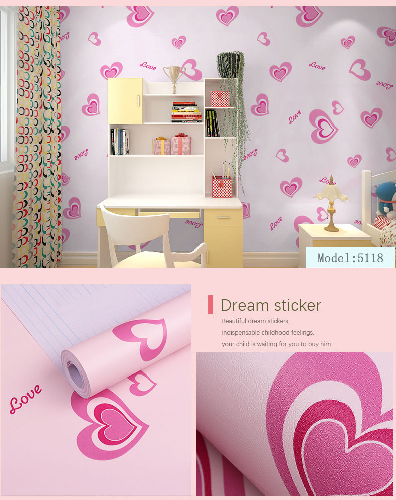 Fudi Wallpaper Thick Self-Adhesive Wallpaper PVC Waterproof Stickers Cartoon Bedroom Background Wall Stickers 10 M