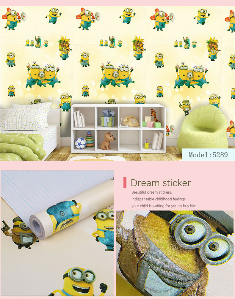 Fudi Wallpaper Thick Self-Adhesive Wallpaper PVC Waterproof Stickers Cartoon Bedroom Background Wall Stickers 10 M