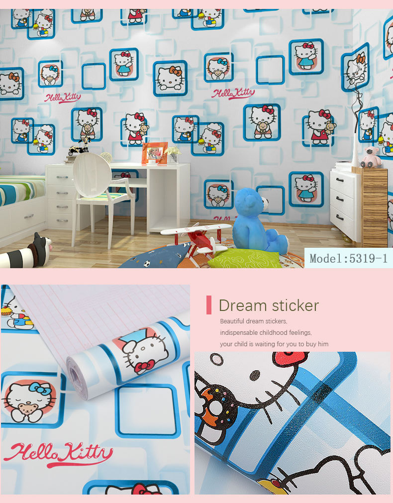 Fudi Wallpaper Thick Self-Adhesive Wallpaper PVC Waterproof Stickers Cartoon Bedroom Background Wall Stickers 10 M