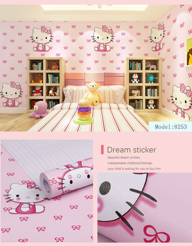 Fudi Wallpaper Thick Self-Adhesive Wallpaper PVC Waterproof Stickers Cartoon Bedroom Background Wall Stickers 10 M