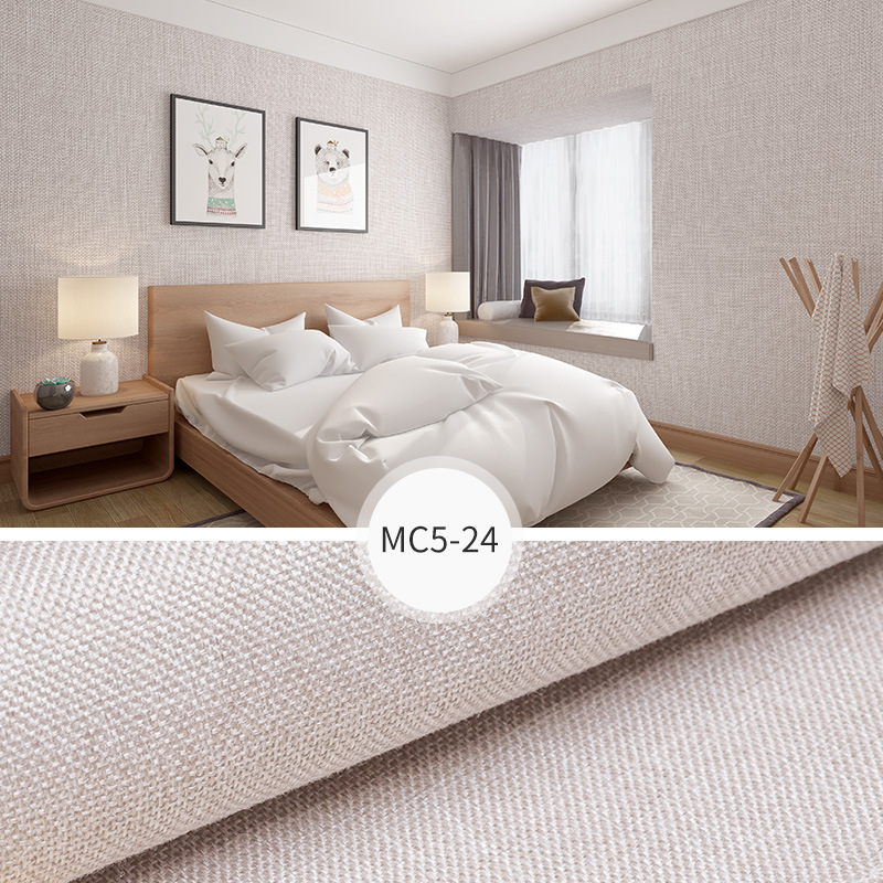  Chinese-Style Linen Wall Cloth Solid Color Plain Hotel Background Wallpaper Engineering Home Decoration Seamless 