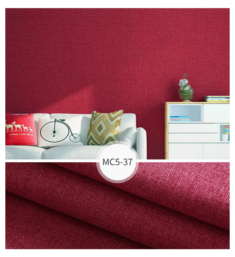 Chinese-Style Linen Wall Cloth Solid Color Plain Hotel Background Wallpaper Engineering Home Decoration Seamless 