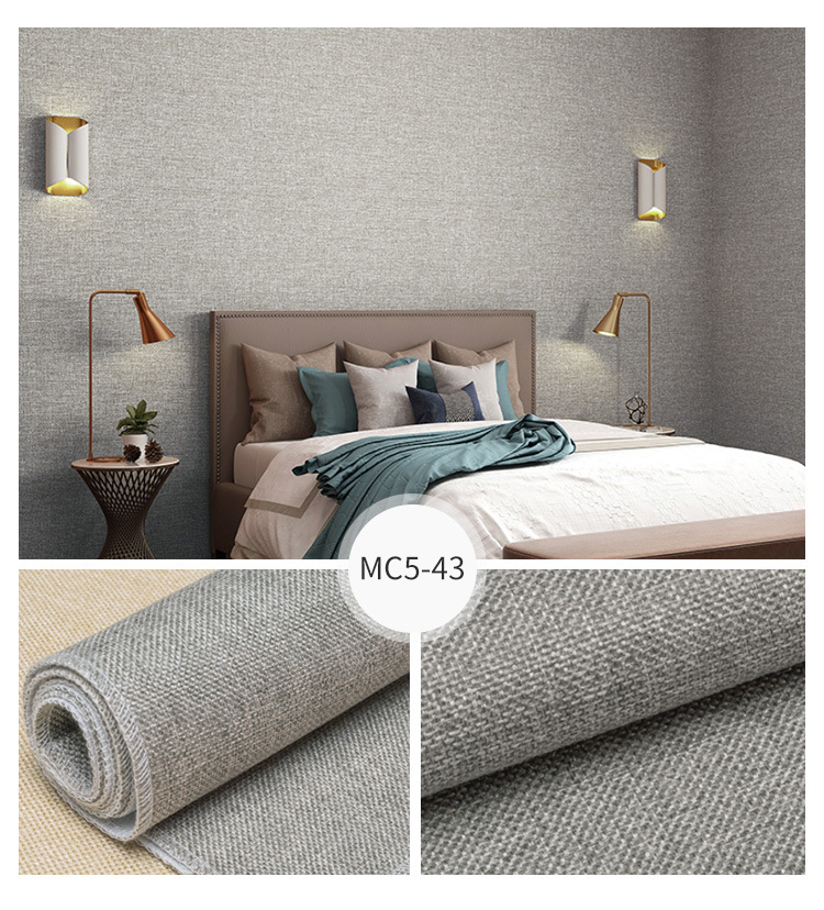  Chinese-Style Linen Wall Cloth Solid Color Plain Hotel Background Wallpaper Engineering Home Decoration Seamless 