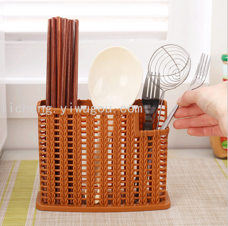 Multifunctional Chopsticks Box Draining Chopsticks Shelf Kitchen Plastic Creative Three-Grid Chopsticks Cage Storage Chopsticks Holder