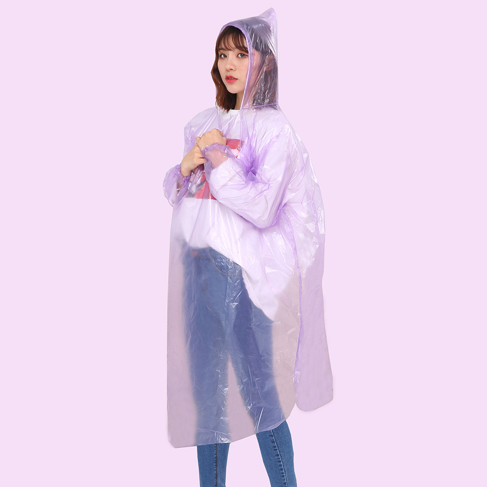 Thickened Adult Disposable Raincoat Portable PE Children's Poncho Amusement Park Outdoor Transparent Raincoat Manufacturers Can Customize