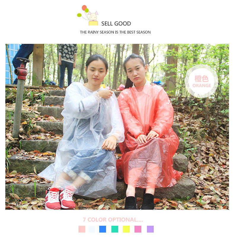 Thickened Adult Disposable Raincoat Portable PE Children's Poncho Amusement Park Outdoor Transparent Raincoat Manufacturers Can Customize