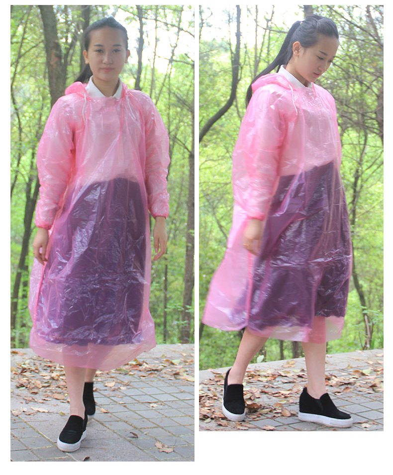 Thickened Adult Disposable Raincoat Portable PE Children's Poncho Amusement Park Outdoor Transparent Raincoat Manufacturers Can Customize