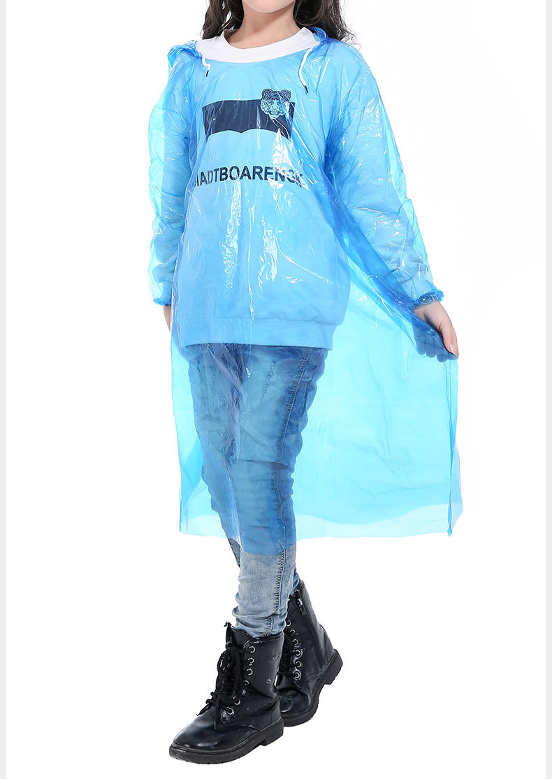 Korean Style Disposable Children's Raincoat Thickened Collar Drawstring Sleeves Elastic Outdoor Children Pupil Raincoat Wholesale