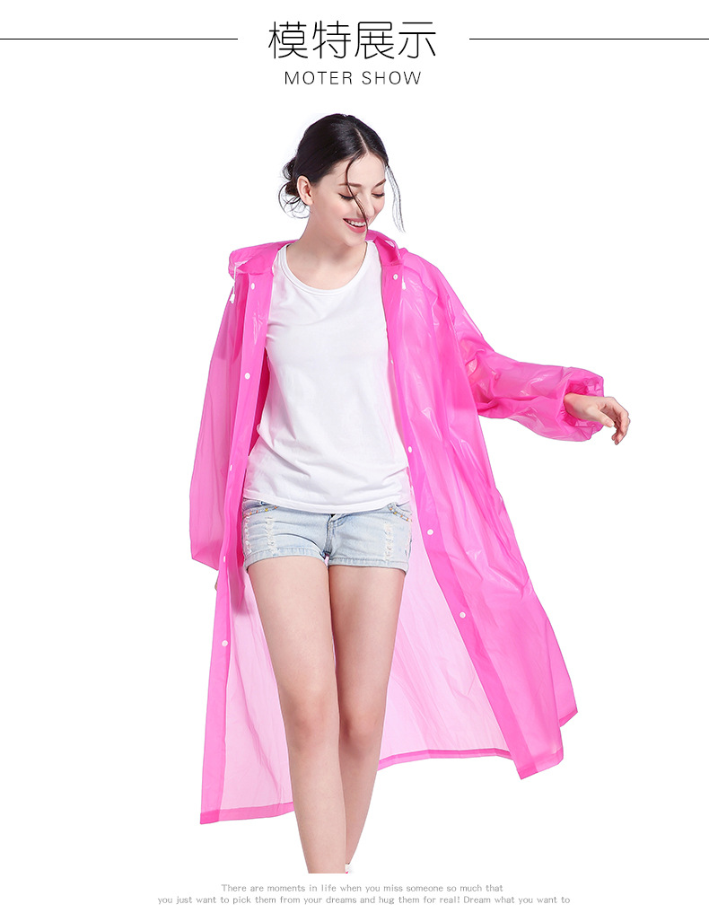 EVA Raincoat Manufacturer 2021 New Non-Disposable Eva PEVA Raincoat Travel Outdoor Lightweight Poncho Wholesale