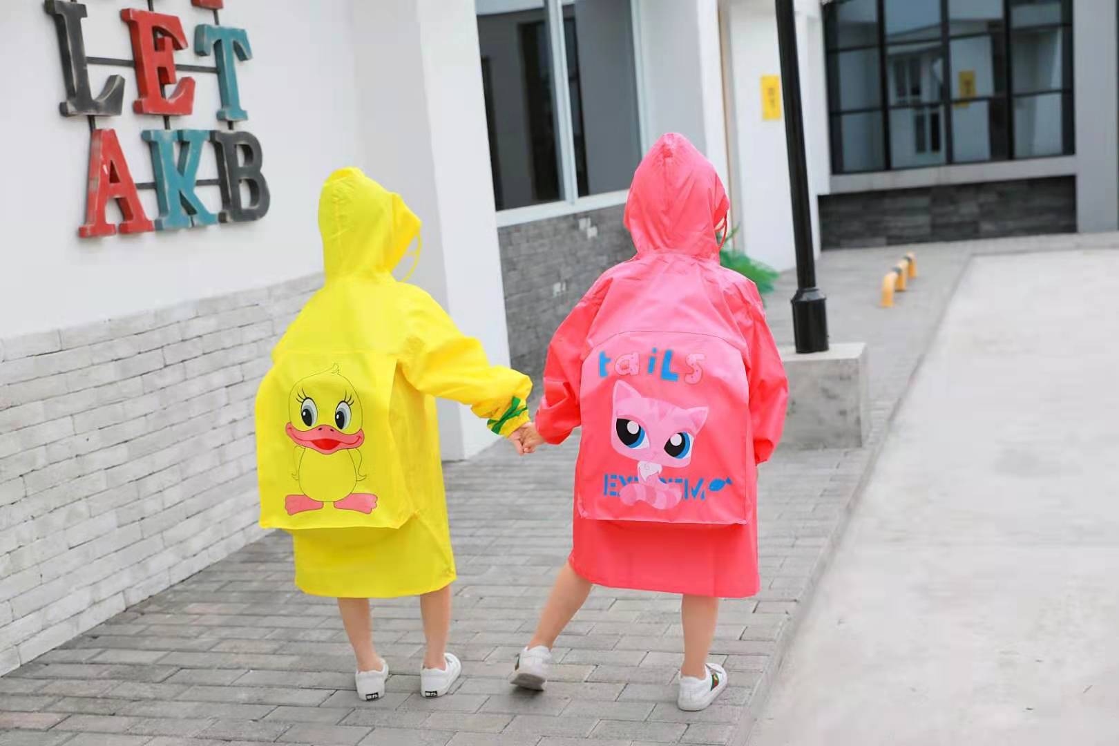 Factory Children&#039;s Raincoat Children&#039;s Poncho Polyester Fabric Student Outdoor Backpack Raincoat Suit Hiking Rain Gear
