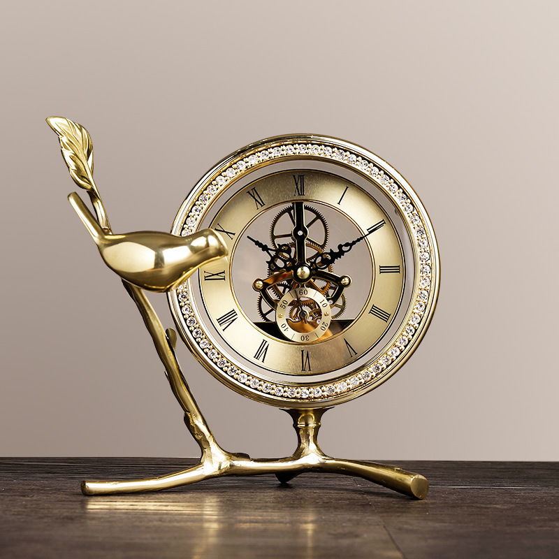 Pure Copper Creative Clocks American Living Room Home Desk Clock Desktop Clock Desktop Decoration European Mute Decorative Clock