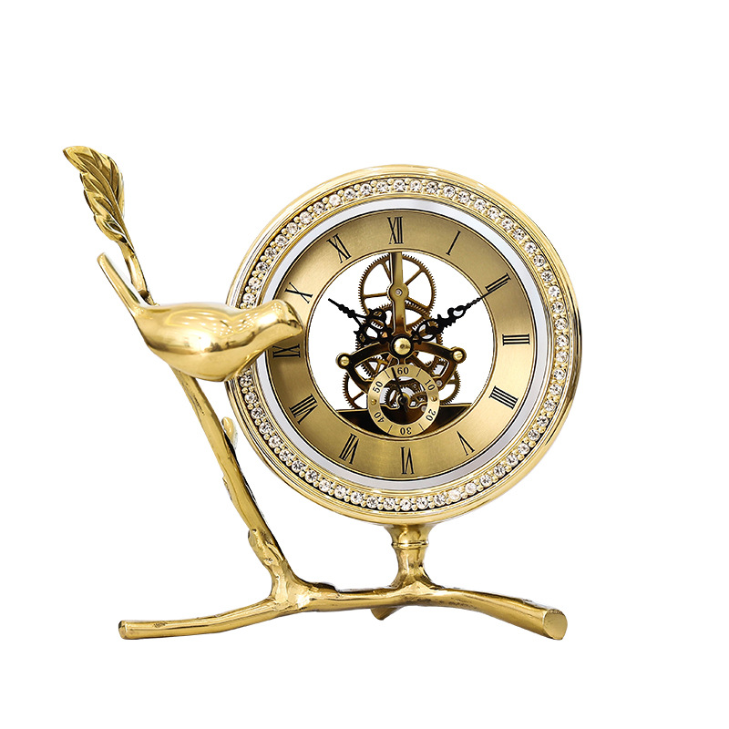 Pure Copper Creative Clocks American Living Room Home Desk Clock Desktop Clock Desktop Decoration European Mute Decorative Clock
