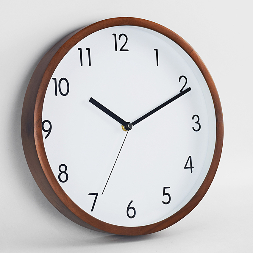 Factory Direct Sales New Wood Grain Wall Clock Beech Fashion Creative Mute Solid Wood Clock Living Room Bedroom round Wall Clocks