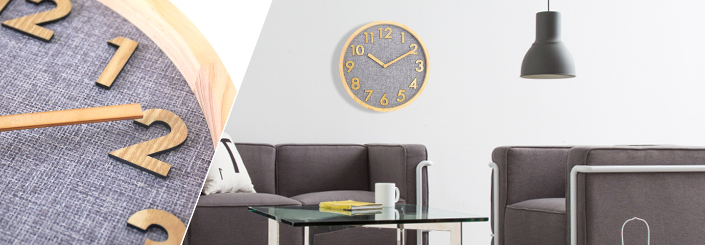 Factory Direct Sales New Wood Grain Wall Clock Beech Fashion Creative Mute Solid Wood Clock Living Room Bedroom round Wall Clocks