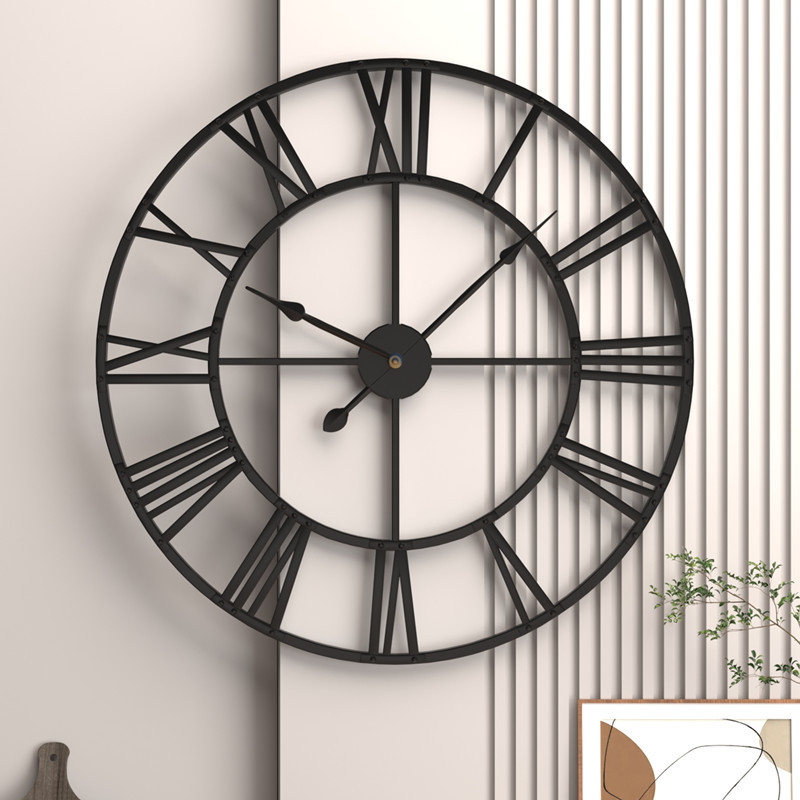 Clocks Retro Living Room Iron Wall Clock Nordic Decoration Clock round Roman Mute Clock Factory Wholesale