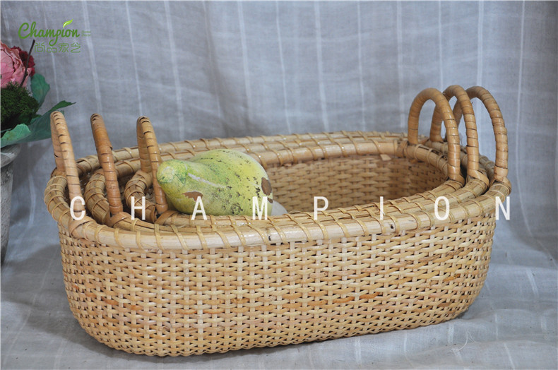 Shangpin rattan pure hand woven high - end customized rattan woven laundry basket kitchen cabinet to receive handicrafts fruit basket Shangpin rattan pure hand woven high - end customized rattan woven laundry basket kitchen cabinet to receive handicrafts fruit basket
