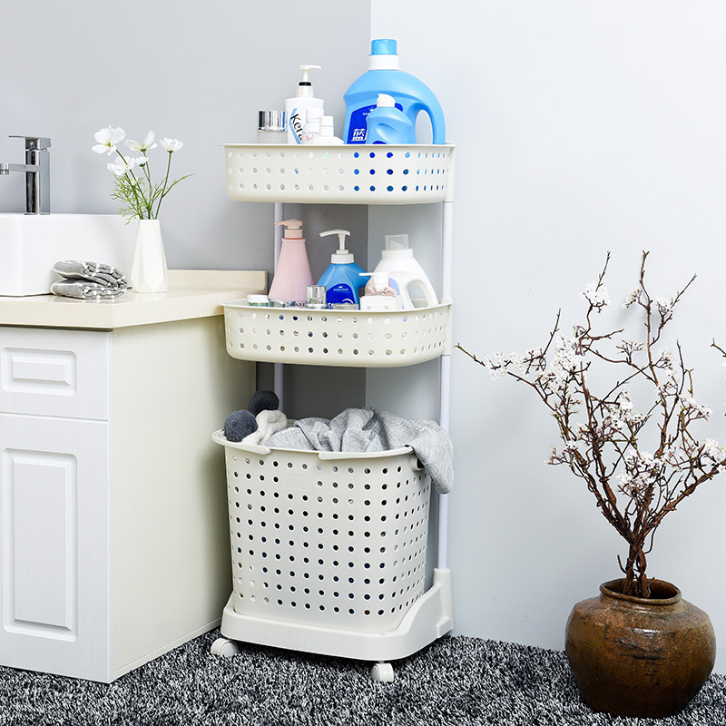 Creative Home Laundry Basket Plastic Laundry Basket Bathroom with Pulley Dirty Laundry Storage Basket Lou Large Storage Basket