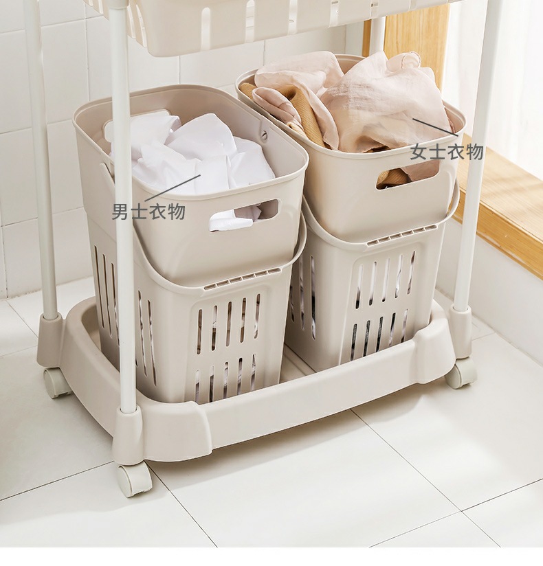 Household Plastic Laundry Basket Bathroom with Pulley Dirty Clothes Storage Basket Double Basket Portable Clothes Dirty Clothes Basket Household Plastic Laundry Basket Bathroom with Pulley Dirty Clothes Storage Basket Double Basket Portable Clothes Dirty Clothes Basket