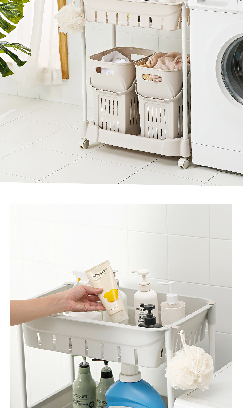 Household Plastic Laundry Basket Bathroom with Pulley Dirty Clothes Storage Basket Double Basket Portable Clothes Dirty Clothes Basket Household Plastic Laundry Basket Bathroom with Pulley Dirty Clothes Storage Basket Double Basket Portable Clothes Dirty Clothes Basket