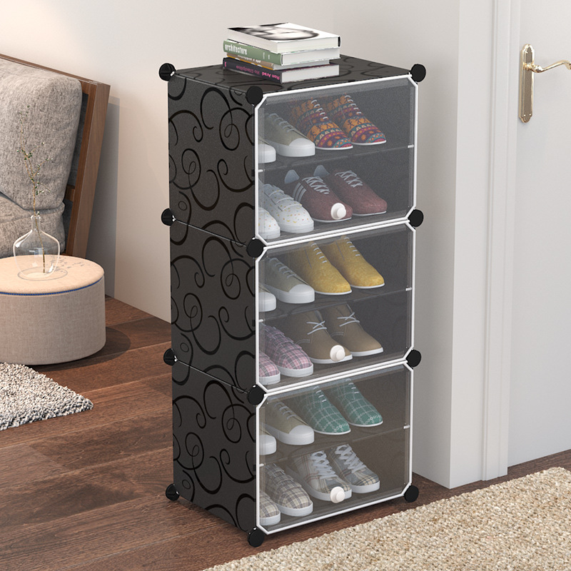 Simple Shoe Rack Assembled Shoe Cabinet Plastic Storage Rack Dustproof Door Household Multi-Functional Storage Rack Economical Storage