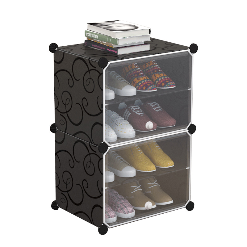 Simple Shoe Rack Assembled Shoe Cabinet Plastic Storage Rack Dustproof Door Household Multi-Functional Storage Rack Economical Storage