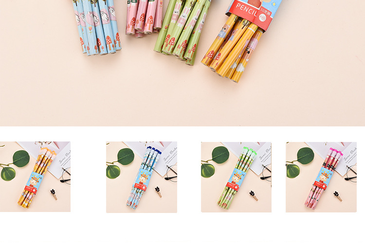 Shunfu Cartoon Four-Color Big Leather Tip Children Student round Brush Pot HB Calligraphy Practice Writing Pencil Pencil Factory Shunfu Cartoon Four-Color Big Leather Tip Children Student round Brush Pot HB Calligraphy Practice Writing Pencil Pencil Factory