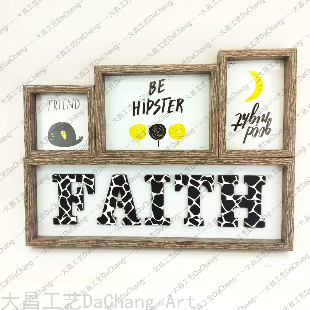 Functional Combination Picture Frame Decorative Painting Clock Wall Hanging Solid Wood Photo Wall Combination Custom Wedding Photo Frame Photo