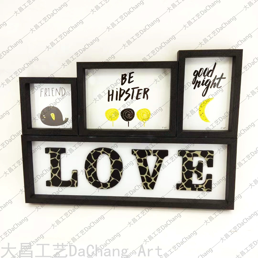 Functional Combination Picture Frame Decorative Painting Clock Wall Hanging Solid Wood Photo Wall Combination Custom Wedding Photo Frame Photo