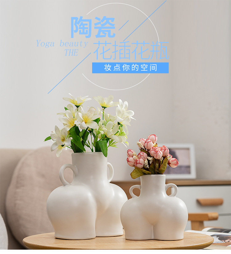 Porcelain craft Style Home Ceramic Vase Home Decorative Crafts Decoration Body Art Dried Flower Vase Wholesale