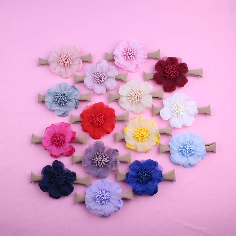 New European and American Style Lace Mesh Multi-Color Artificial Flower Children&#039;s Hair Band Photo Studio Photography Baby Princess Hair Band Hair Accessories