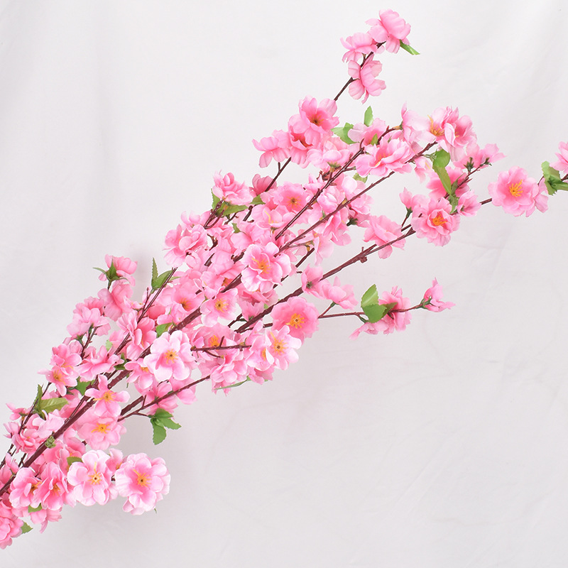 Simulation Peach Branches Artificial Flower Fake Flower Branch Single Cherry Blossom Living Room Branch Chimonanthus Silk Flower Fake Peach Blossom Wholesale