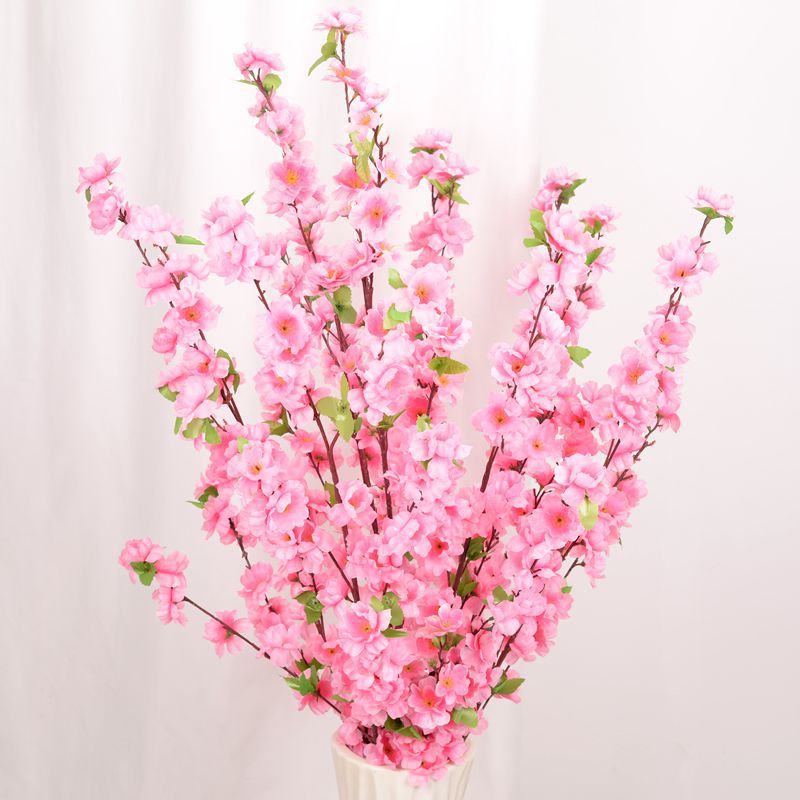 Simulation Peach Branches Artificial Flower Fake Flower Branch Single Cherry Blossom Living Room Branch Chimonanthus Silk Flower Fake Peach Blossom Wholesale