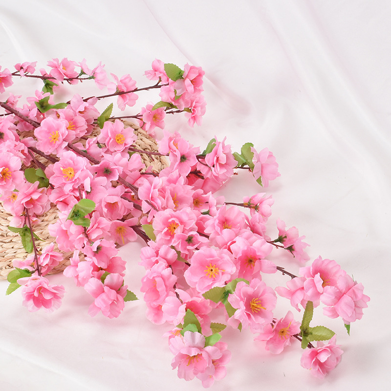 Simulation Peach Branches Artificial Flower Fake Flower Branch Single Cherry Blossom Living Room Branch Chimonanthus Silk Flower Fake Peach Blossom Wholesale