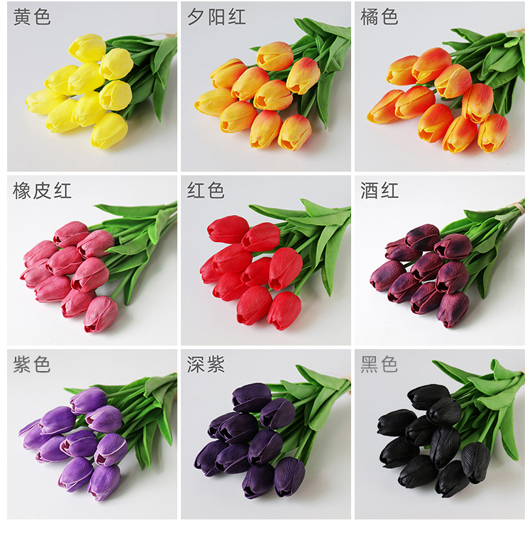 Pu Mini Tulip Artificial Flower Wedding Home Artificial Flower Photographic Prop Decorative Pu Mini Tulip Artificial Flower Wedding Home Artificial Flower Photographic Prop Decorative