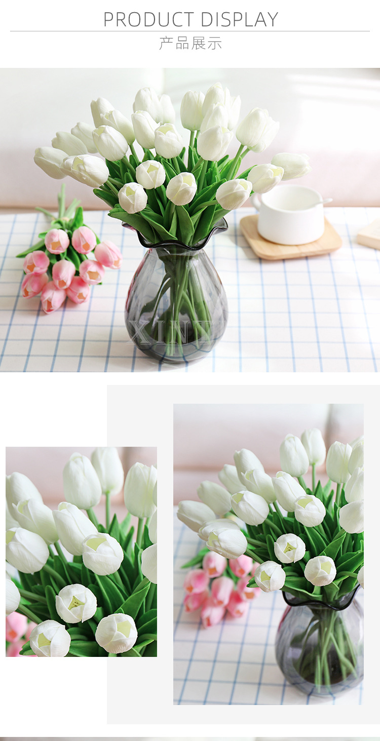 Pu Mini Tulip Artificial Flower Wedding Home Artificial Flower Photographic Prop Decorative Pu Mini Tulip Artificial Flower Wedding Home Artificial Flower Photographic Prop Decorative