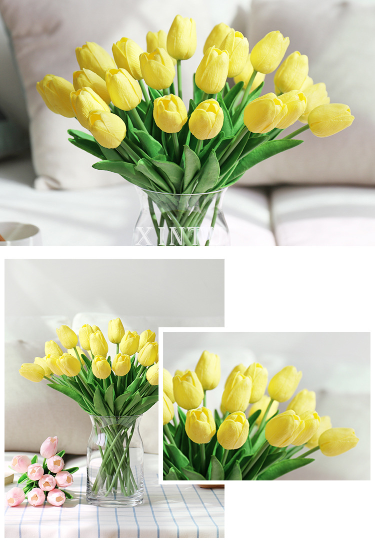 Pu Mini Tulip Artificial Flower Wedding Home Artificial Flower Photographic Prop Decorative Pu Mini Tulip Artificial Flower Wedding Home Artificial Flower Photographic Prop Decorative