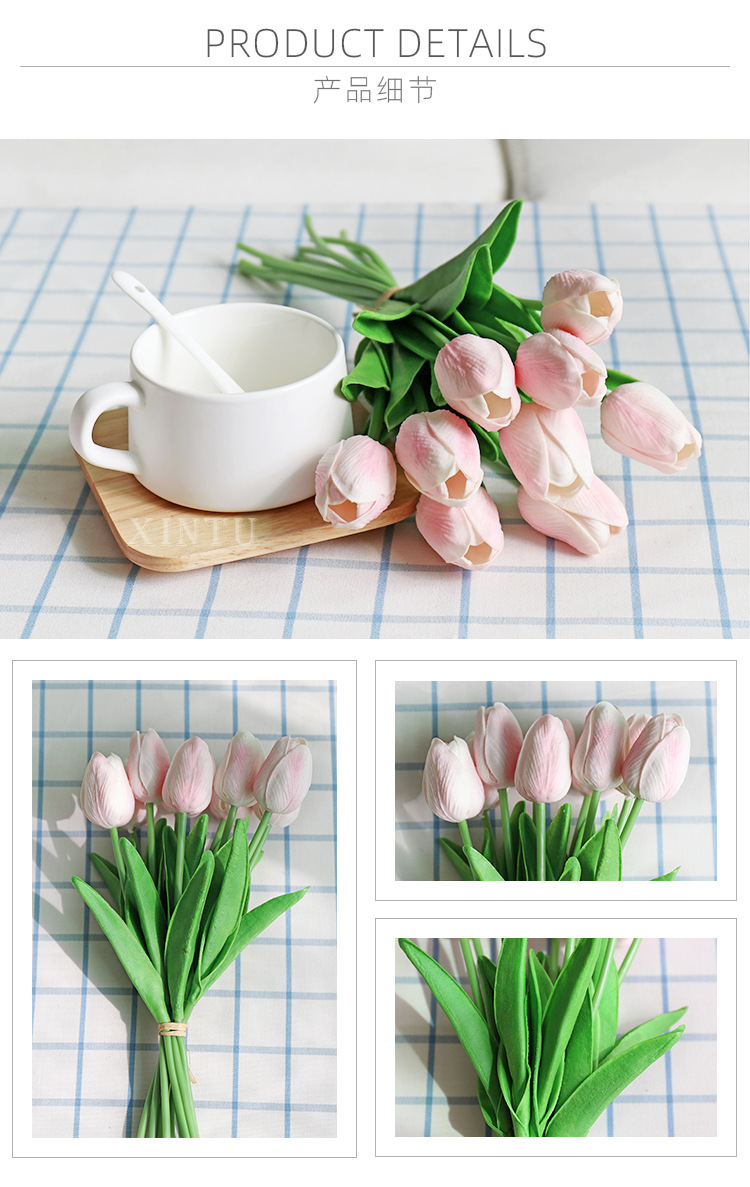 Pu Mini Tulip Artificial Flower Wedding Home Artificial Flower Photographic Prop Decorative Pu Mini Tulip Artificial Flower Wedding Home Artificial Flower Photographic Prop Decorative