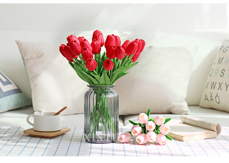 Pu Mini Tulip Artificial Flower Wedding Home Artificial Flower Photographic Prop Decorative Pu Mini Tulip Artificial Flower Wedding Home Artificial Flower Photographic Prop Decorative
