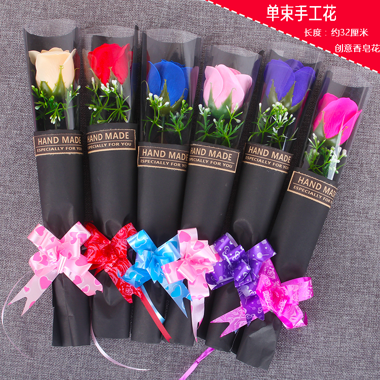 Christmas valentine's day creative single bundle of pure manual simulation rose soap flower factory foreign trade wholesale promotion activities Christmas valentine's day creative single bundle of pure manual simulation rose soap flower factory foreign trade wholesale promotion activities