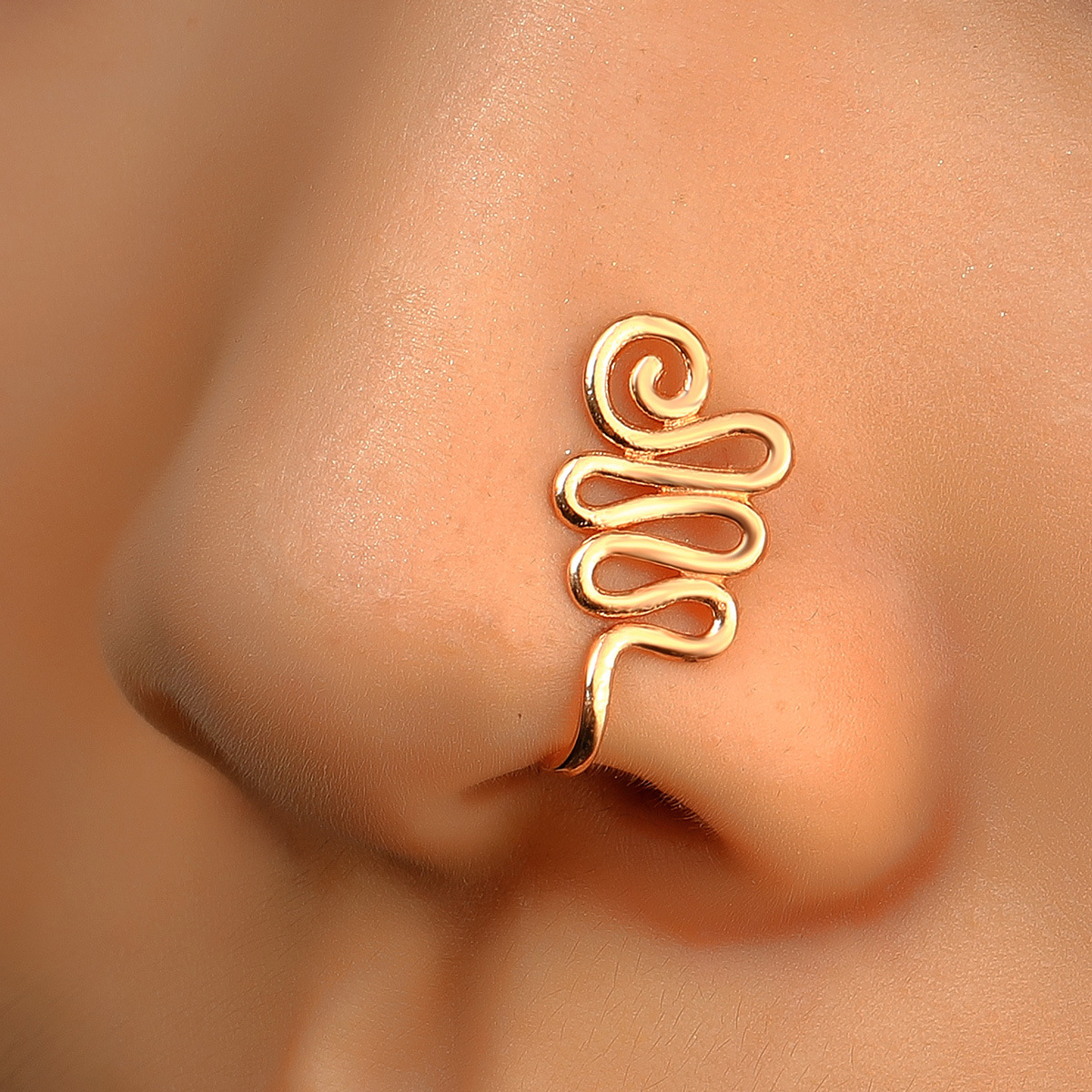 Europe and America Creative Non-Perforated U-Shaped Nasal Splint Copper Inlaid Zircon XINGX Love Crown Nose Ring False Nose Studs Piercing Jewelry