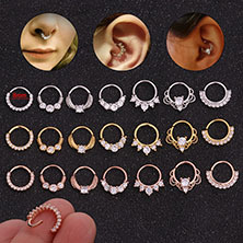 8-Color Snowflake Point Paint Ball C- Type Horseshoe Ring Nasal Septum Lip Ring Stainless Steel Piercing Ornaments Foreign Trade Cross-Border Electricity