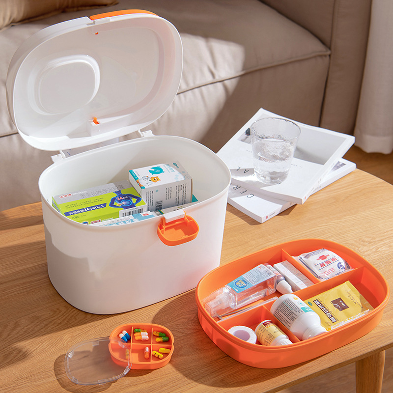 Xingyou Medicine Box Family Pack Emergency Medicine Box Drug Storage Portable Pill Box Multi-Layer Large Capacity First Aid First Aid Kit