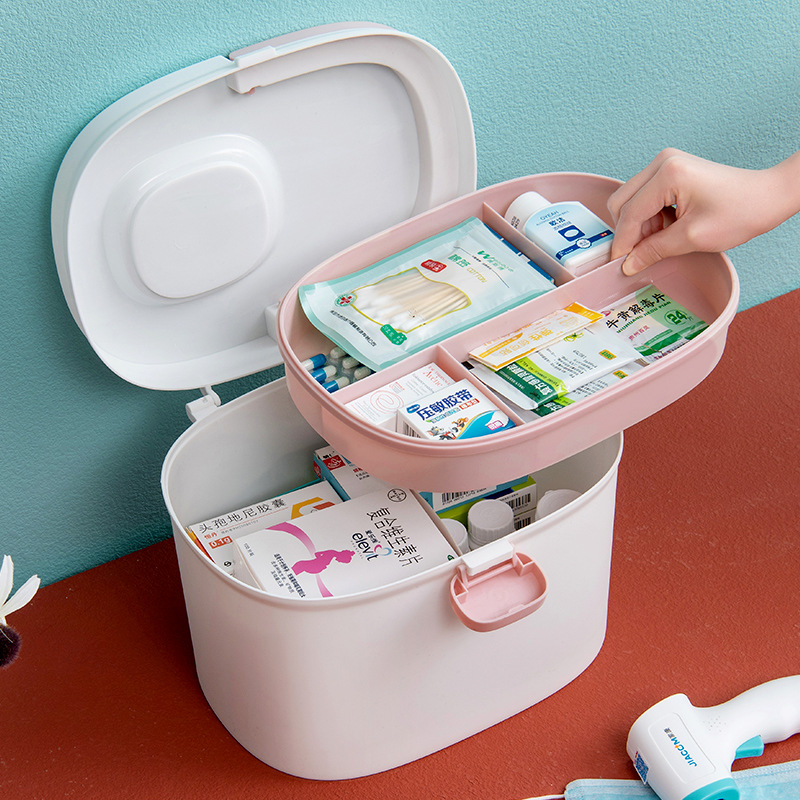 Xingyou Medicine Box Family Pack Emergency Medicine Box Drug Storage Portable Pill Box Multi-Layer Large Capacity First Aid First Aid Kit