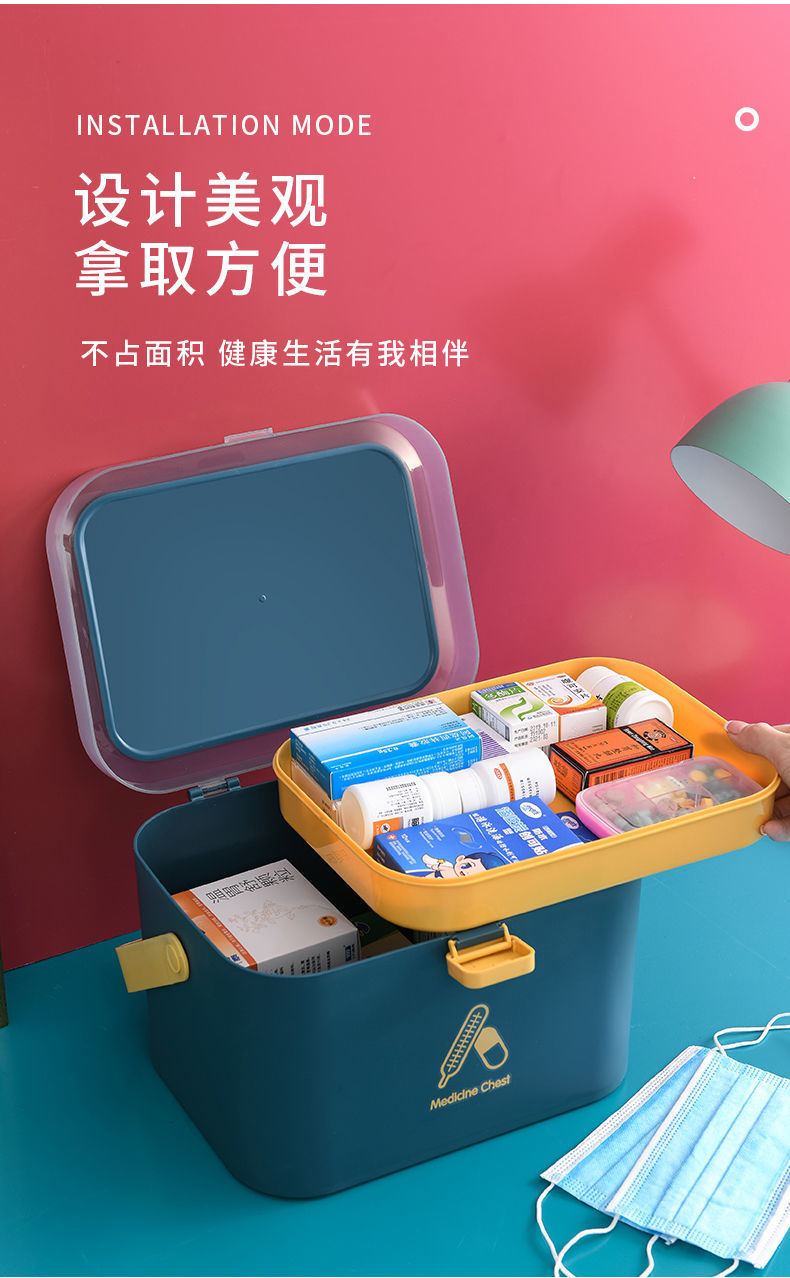 Family Medicine Box Multi-Functional Household First-Aid Kit Pill Box Multi-Layer Large Capacity Student Dormitory Drug Storage Boxes