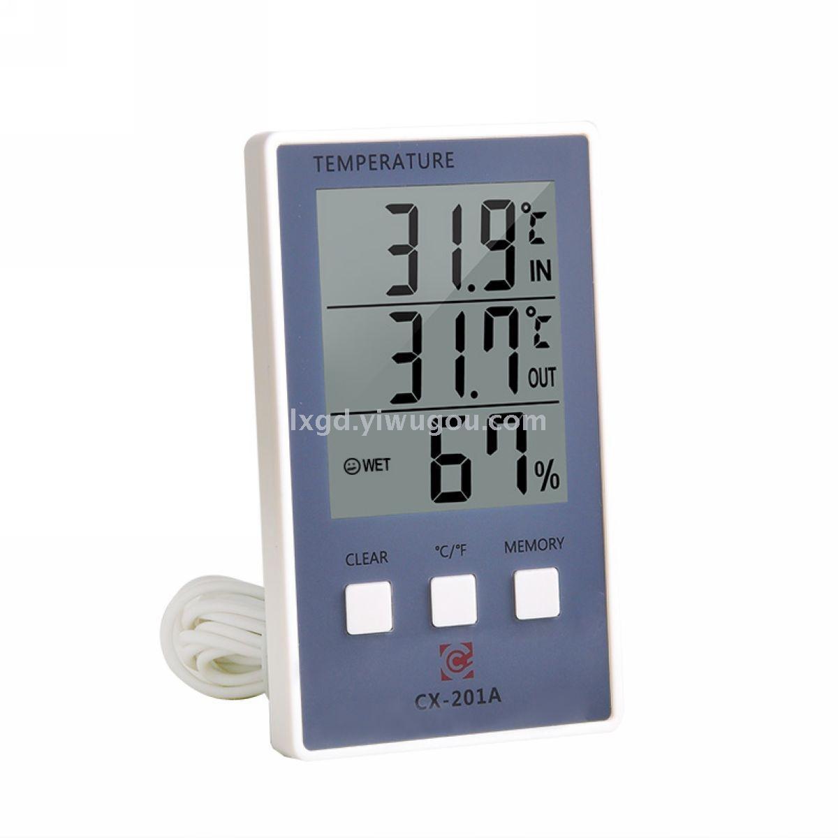 CX-201A Mini Fish Bowl Hygrometer Aquarium Refrigerator Thermometer with Probe Electronic Temperature Dual Temperature Display