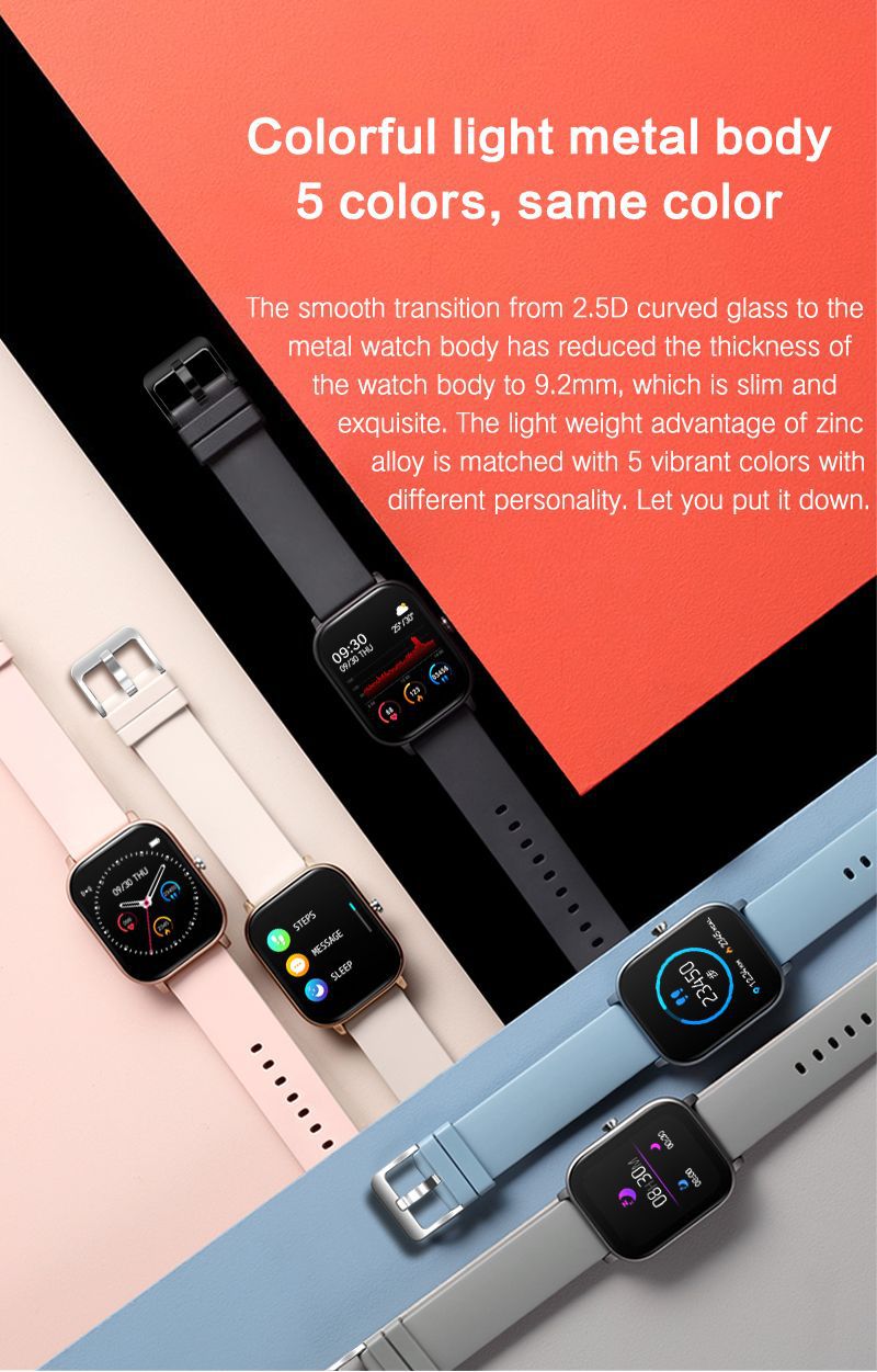P8 Smart Watch Heart Rate and Blood Pressure Monitoring 14Inch HD Full Touch Screen Multi Movement Bracelet 67waterproof