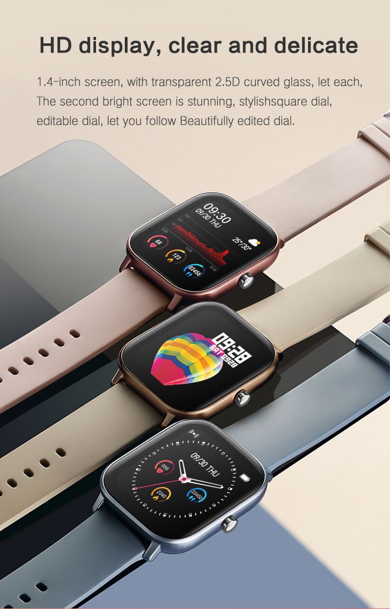 P8 Smart Watch Heart Rate and Blood Pressure Monitoring 14Inch HD Full Touch Screen Multi Movement Bracelet 67waterproof