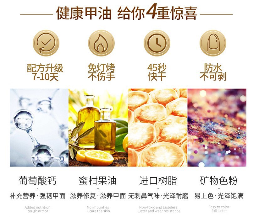 Nail Polish Baking-Free Cross-Border 15ml Quick-Drying Non-Peelable Long-Lasting Gold Sand Nail Polish 12-Color Nail Polish Set